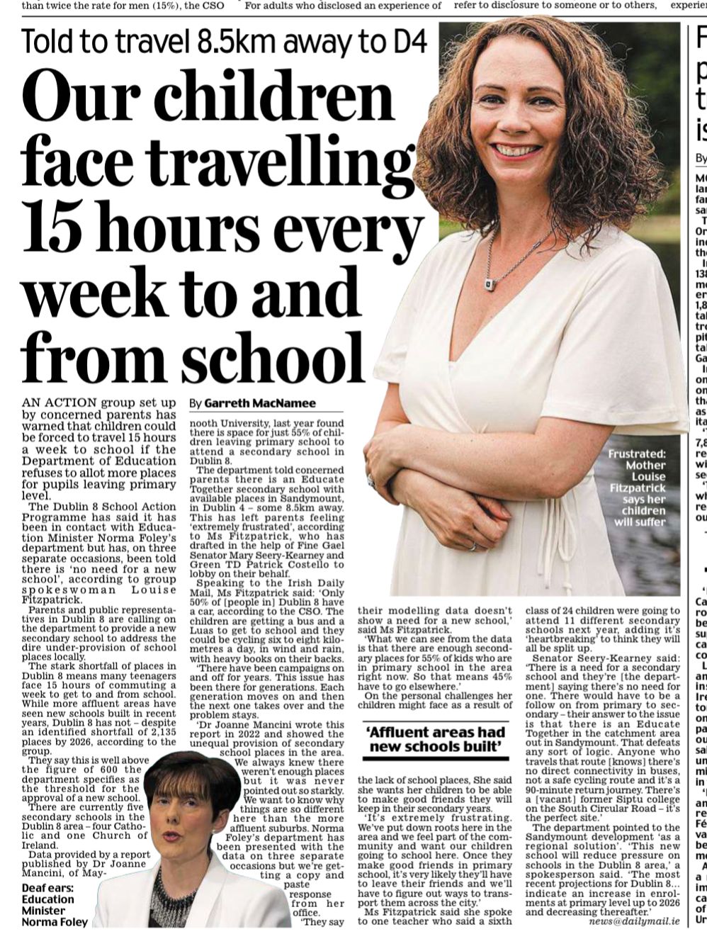 Irish Daily Mail - Our children face travelling 15 hours every week to and from school